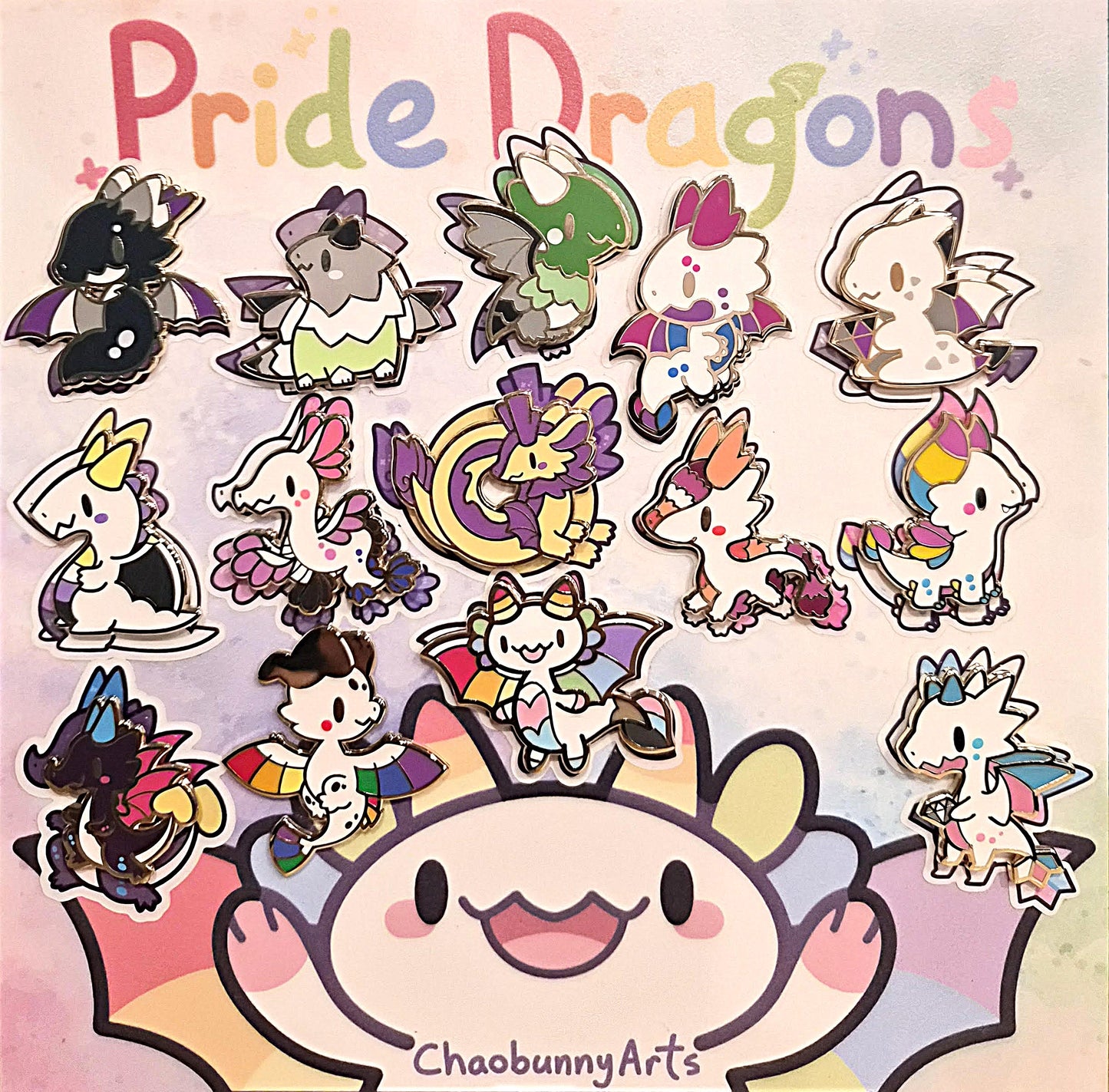 Chaobunny Arts Pride Dragon Enamel Pins