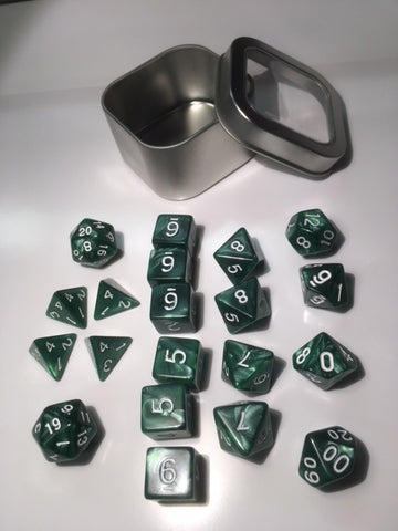 Pearl Green with white font Set of 20 "Pandy Dice"