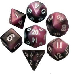 Pink |Black w white font Set of 7 Mini dice [MD473]