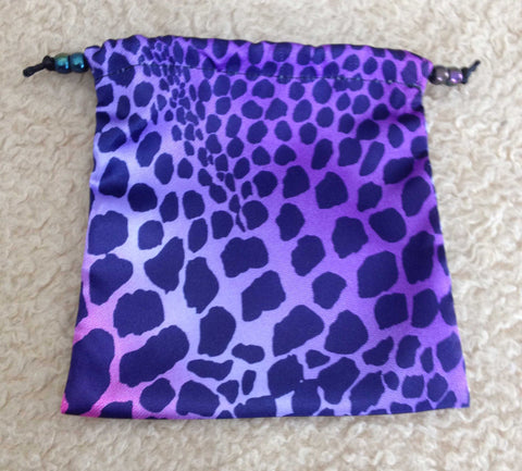 Dice Bag Handmade By Karyn: Purple Leopard Satin
