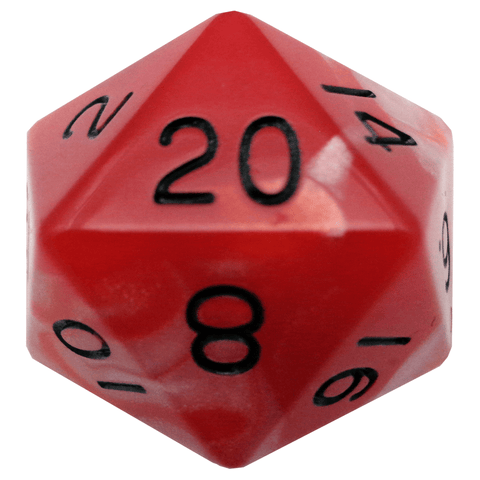 Red/White with Black Numbers 35mm Mega Acrylic 1d20 Die