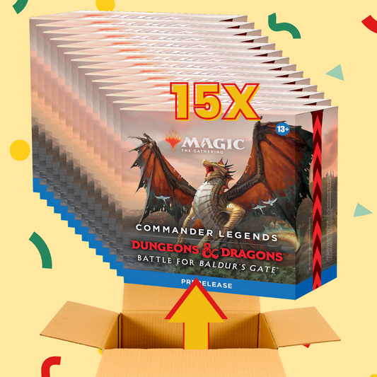 Sealed Case of 15 of Take-Home Prerelease Kits: Commander Legends Baldur's Gate