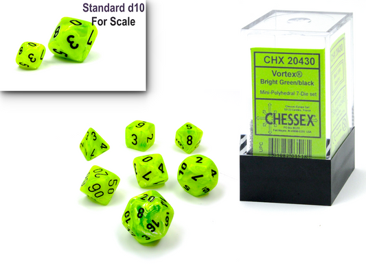 Mini-hedral Vortex Series 7DPoly Dice Set | Bright Green