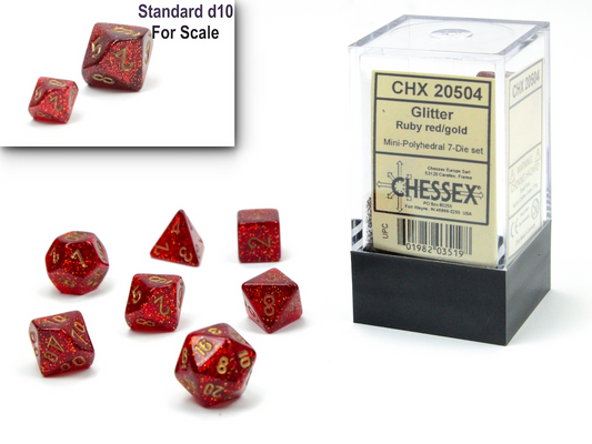 Mini-hedral Glitter Series 7DPoly Dice Set | Ruby Red