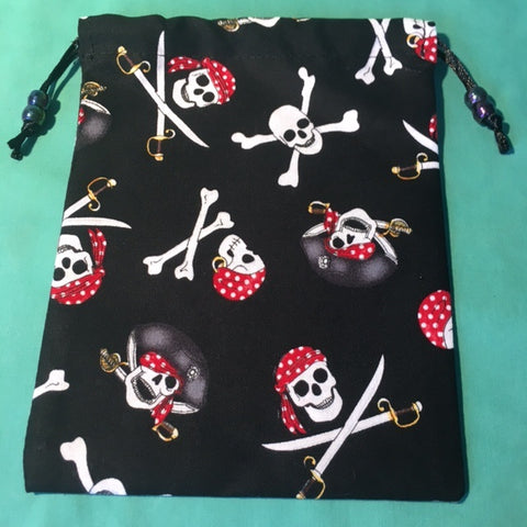 Dice Bag Handmade By Karyn: Black+Pirate Skulls