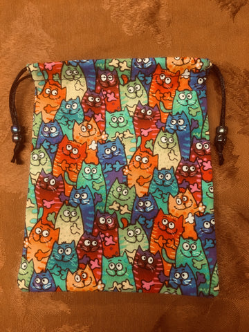 Dice Bag Handmade By Karyn: Rainbow Cats