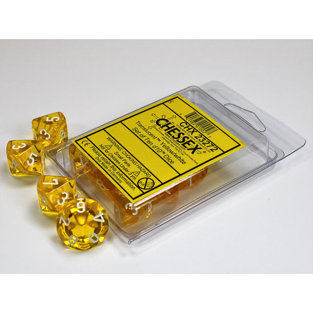 10D10 Translucent Dice Set | Yellow