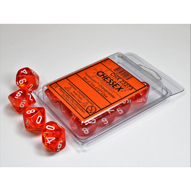 10D10 Translucent Dice Set | Orange
