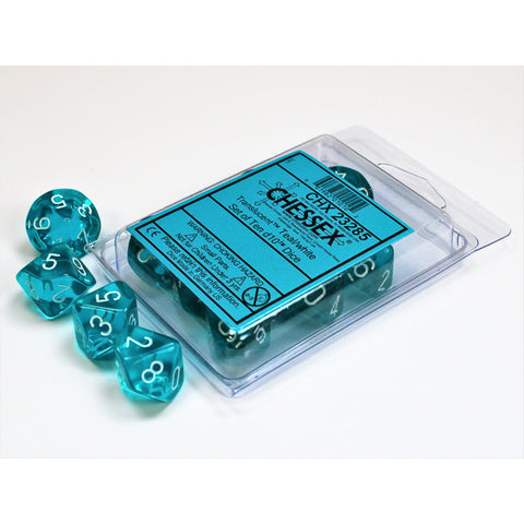 Translucent Teal with white font 10D10 Dice [CHX23285]