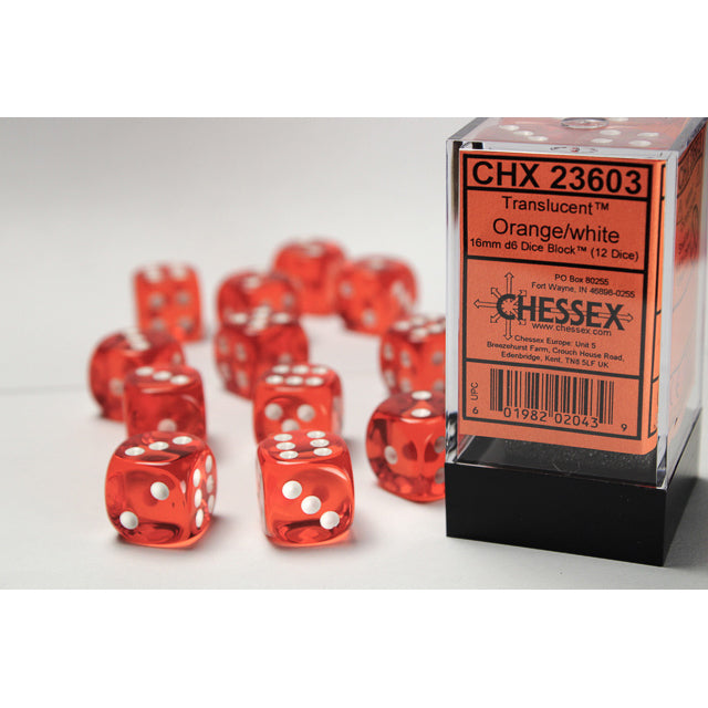 12D6 Translucent Dice Set | Orange