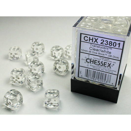 36D6 Translucent Dice Set | Clear