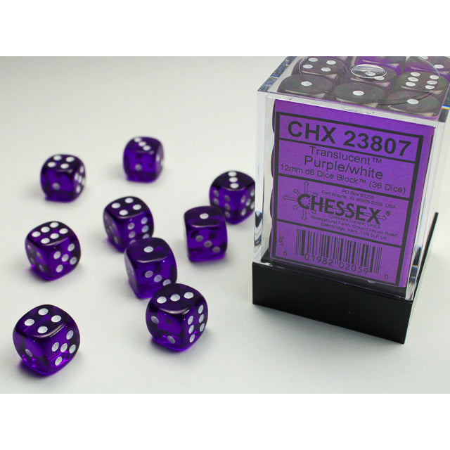 36D6 Translucent Dice Set | Purple
