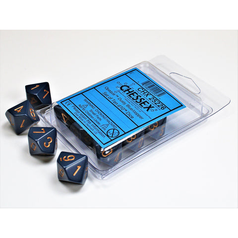 Opaque Dusty Blue with copper font 10D10 Dice [CHX25226]