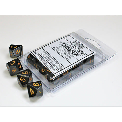 Opaque Black with gold font 10D10 Dice [CHX25228]
