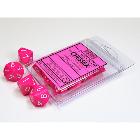 Opaque Pink with white font 10D10 Dice [CHX25244]