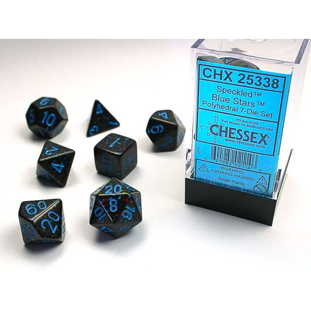 7DPoly Speckled Series Dice Set | Blue Stars