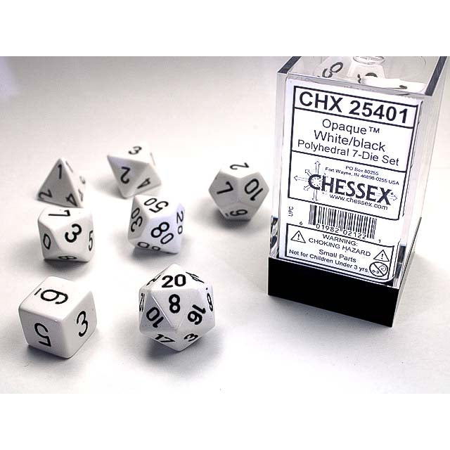 7DPoly Opaque Dice Set | White