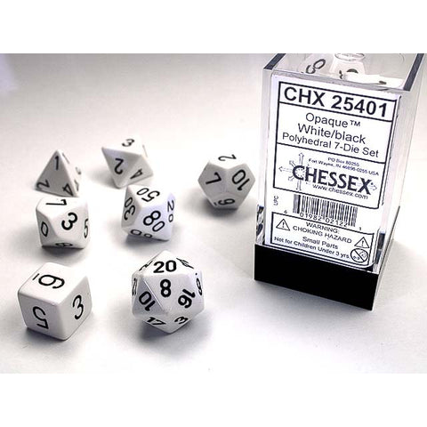 Opaque White with black font 7 Dice Set [CHX25401]