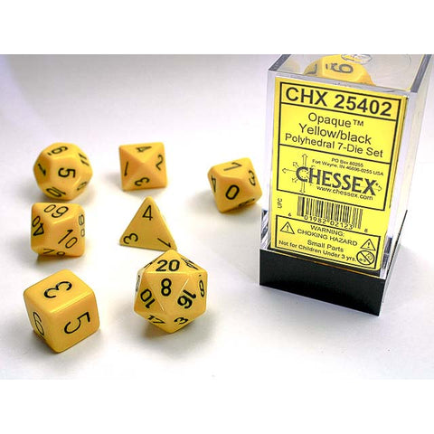 Opaque Yellow with black font 7 Dice Set [CHX25402]