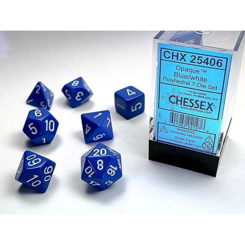 Opaque Blue with white font 7 Dice Set [CHX25406]