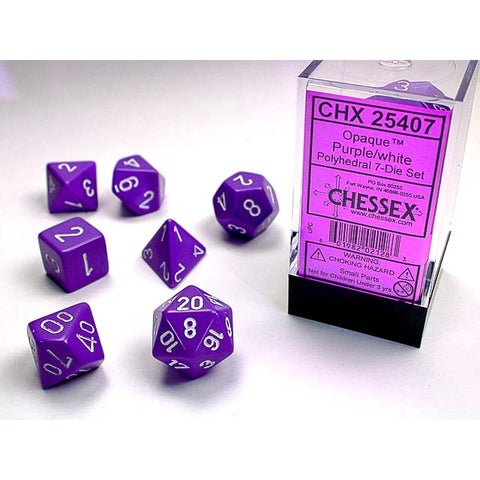 Opaque Purple with white font 7 Dice Set [CHX25407]