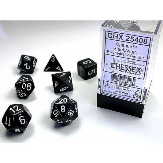 7DPoly Opaque Dice Set | Black/White