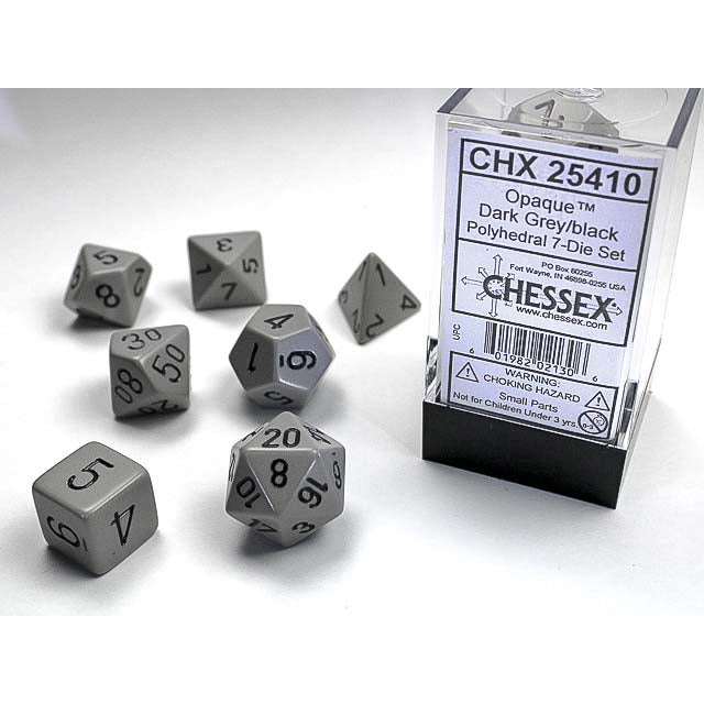 7DPoly Opaque Dice Set | Dark Grey/Black