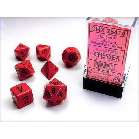 Opaque Red with black font 7 Dice Set [CHX25414]