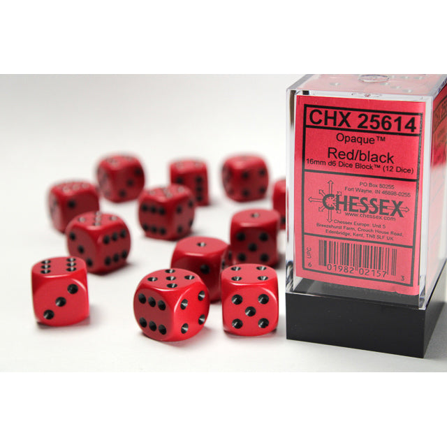 12D6 Opaque Dice Set | Red/Black