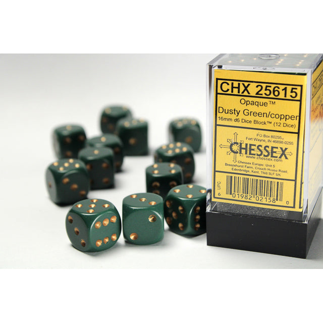 12D6 Opaque Dice Set | Dusty Green