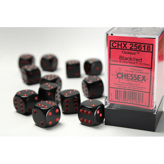 12D6 Opaque Dice Set | Black/Red