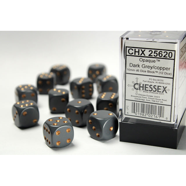 12D6 Opaque Dice Set | Dark Grey