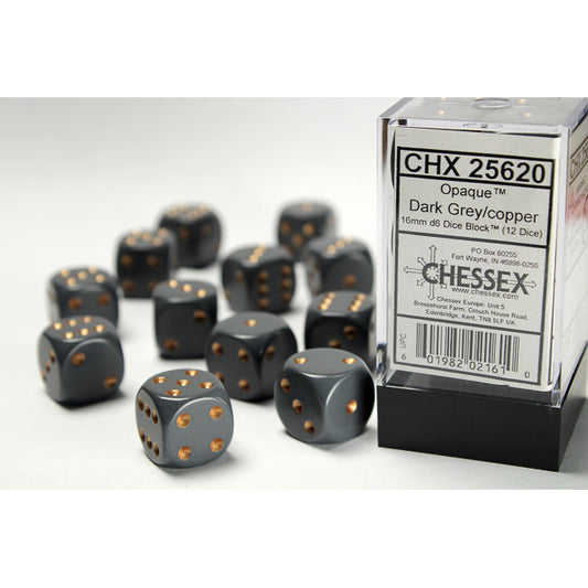 12D6 Opaque Dice Set | Dark Grey