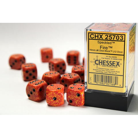Speckled Fire 12D6 16mm Dice [CHX25703]