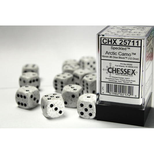 12D6 Speckled Series Dice Set | Arctic Camo