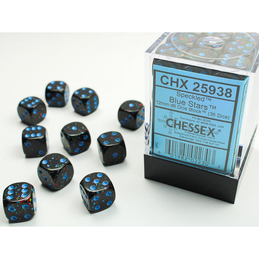 36D6 Speckled Series Dice Set | Blue Stars