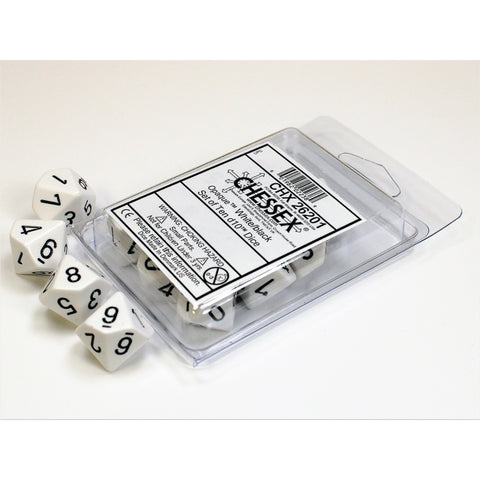 Opaque White with black font 10D10 Dice [CHX26201]