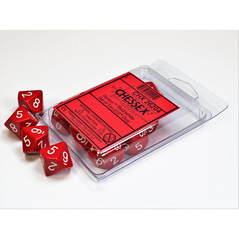 Opaque Red with white font 10D10 Dice [CHX26204]