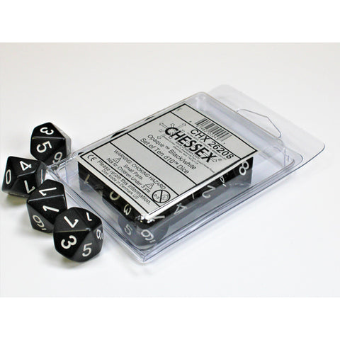 Opaque Black with white font 10D10 Dice [CHX26208]