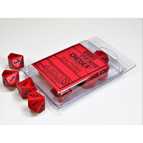 Opaque Red with black font 10D10 Dice [CHX26214]