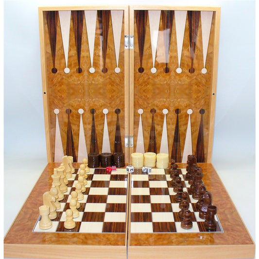 19" Burl Wood Decoupage with Chess Board