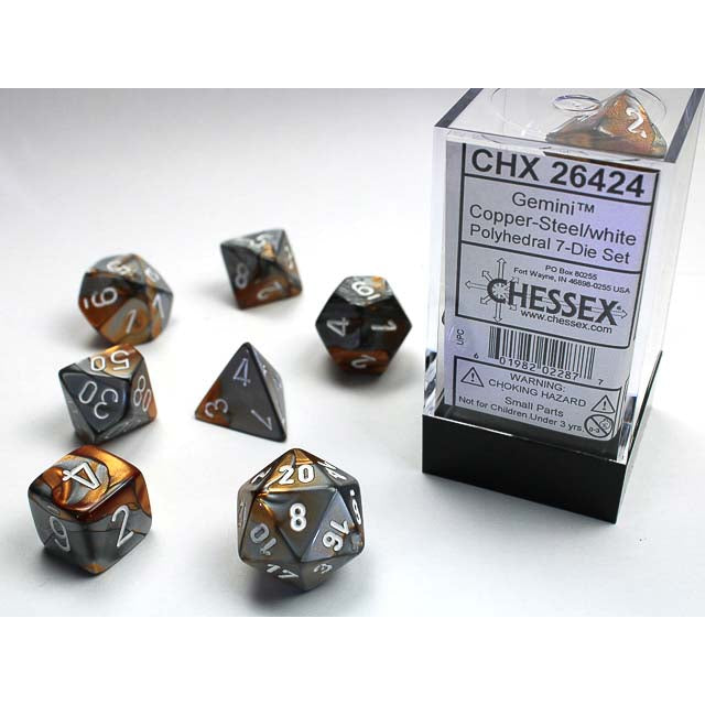 7DPoly Gemini Series Dice Set | Copper & Steel