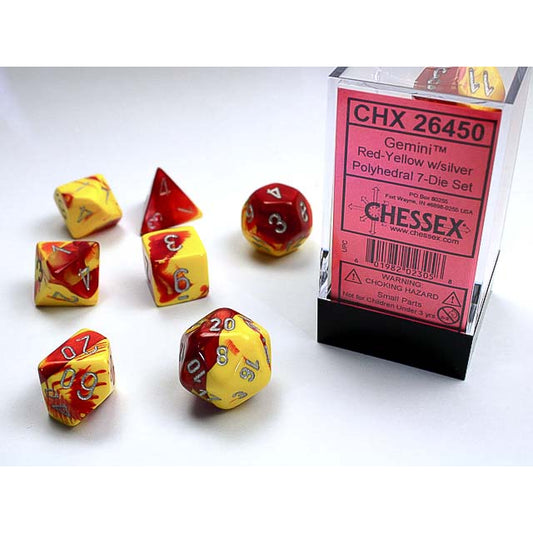 7DPoly Gemini Series Dice Set | Red & Yellow