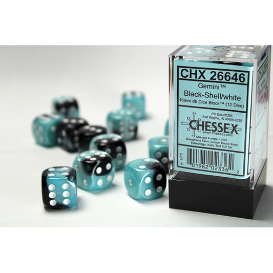 12D6 Gemini Series Dice Set | Black & Shell