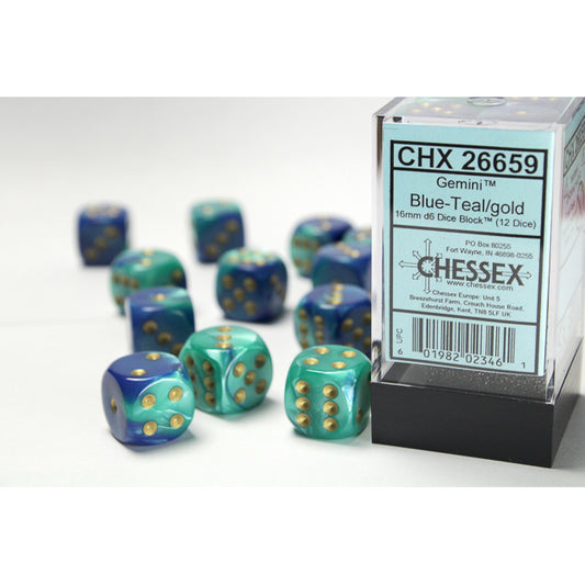 12D6 Gemini Series Dice Set | Blue & Teal