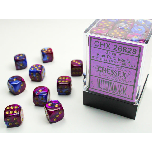 36D6 Gemini Series Dice Set | Blue & Purple
