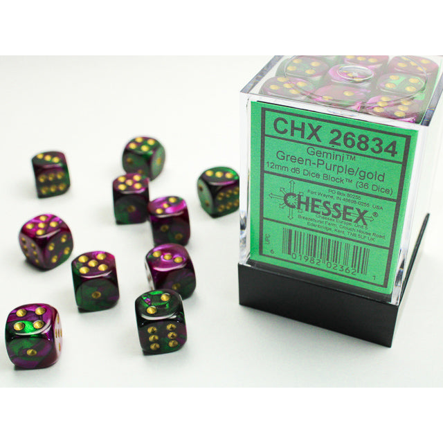 36D6 Gemini Series Dice Set | Green & Purple