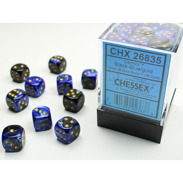 36D6 Gemini Series Dice Set | Black & Blue