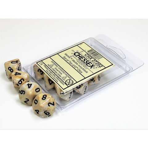 Marble Ivory with black font 10D10 Dice [CHX27202]