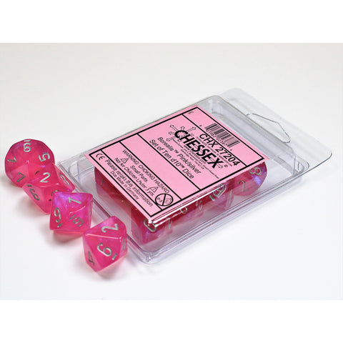 Borealis #2 Pink with silver font 10D10 Dice [CHX27204]